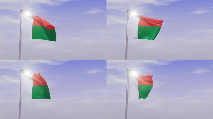 有天有风的动画国旗-马达加斯加