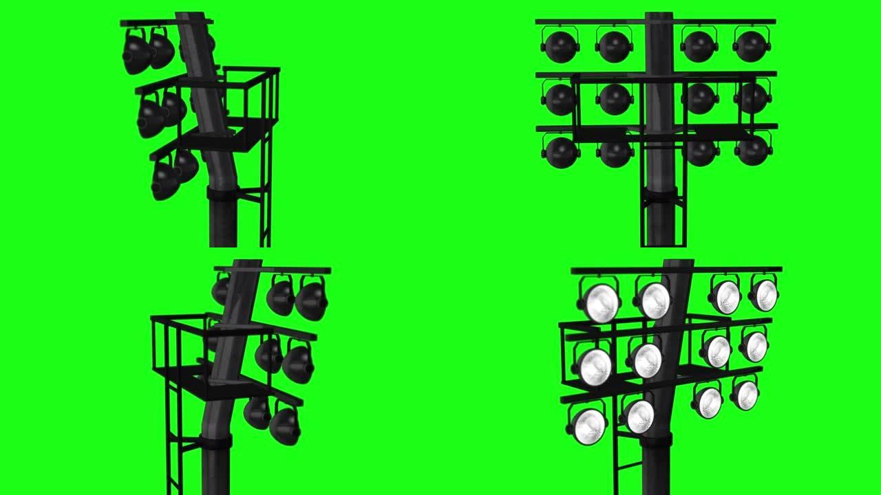 绿屏上的体育场灯