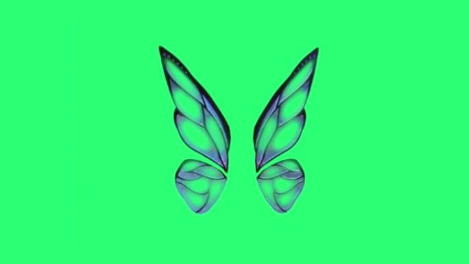 绿色背景上的动画蝴蝶翅膀隔离。