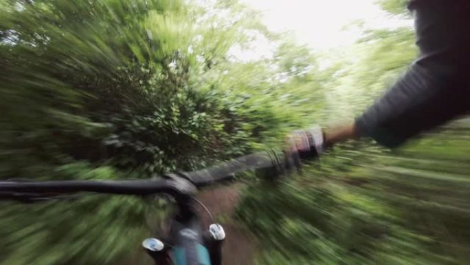 山地车在森林里户外骑自行车