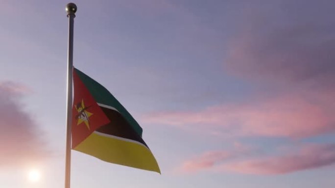 阳光下的动画国旗-莫桑比克