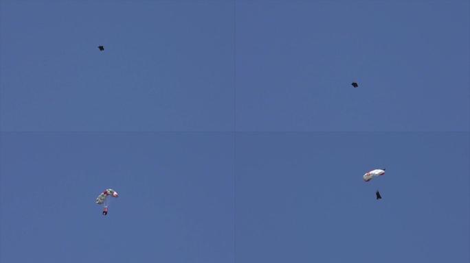 翼服飞行员打开降落伞的视图
