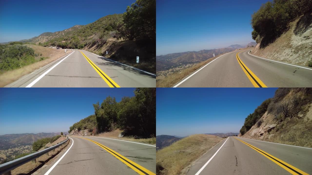 国王峡谷风景小路西段05东行多摄像头后视山麓驱动板内华达山脉Mts美国加利福尼亚州