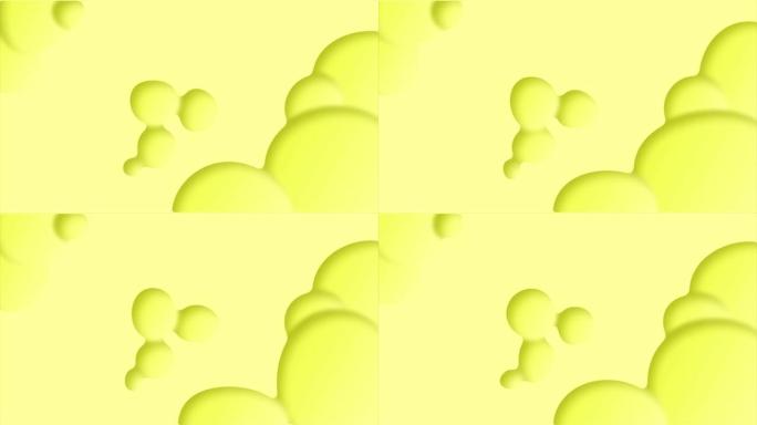 蓝色背景上的动画3d深度黄色果冻气泡