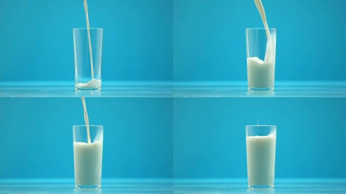 巴氏杀菌牛奶倒入玻璃，有机营养，新鲜食品，钙