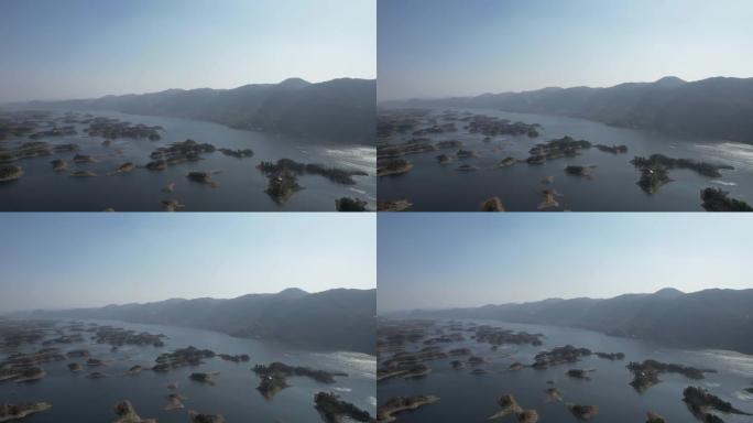 中国黄石市仙岛湖鸟瞰图