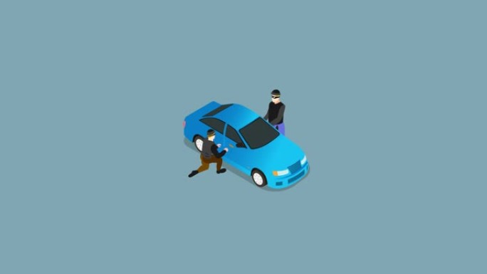 偷车贼被警察抓获3d动画