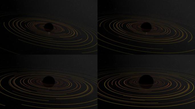 黑洞的3d动画，黑暗星系，在深空中旋转，事件视界上的物质吸积盘股票视频