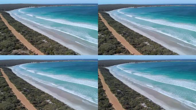 澳大利亚袋鼠岛海滩和海浪鸟瞰图