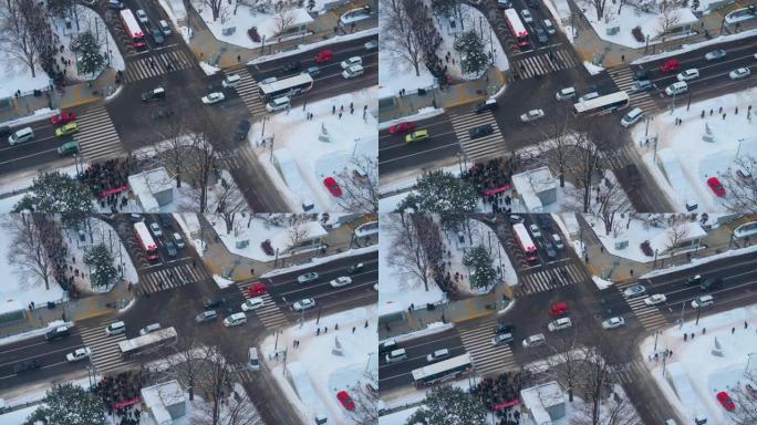 冬季城市道路鸟瞰图