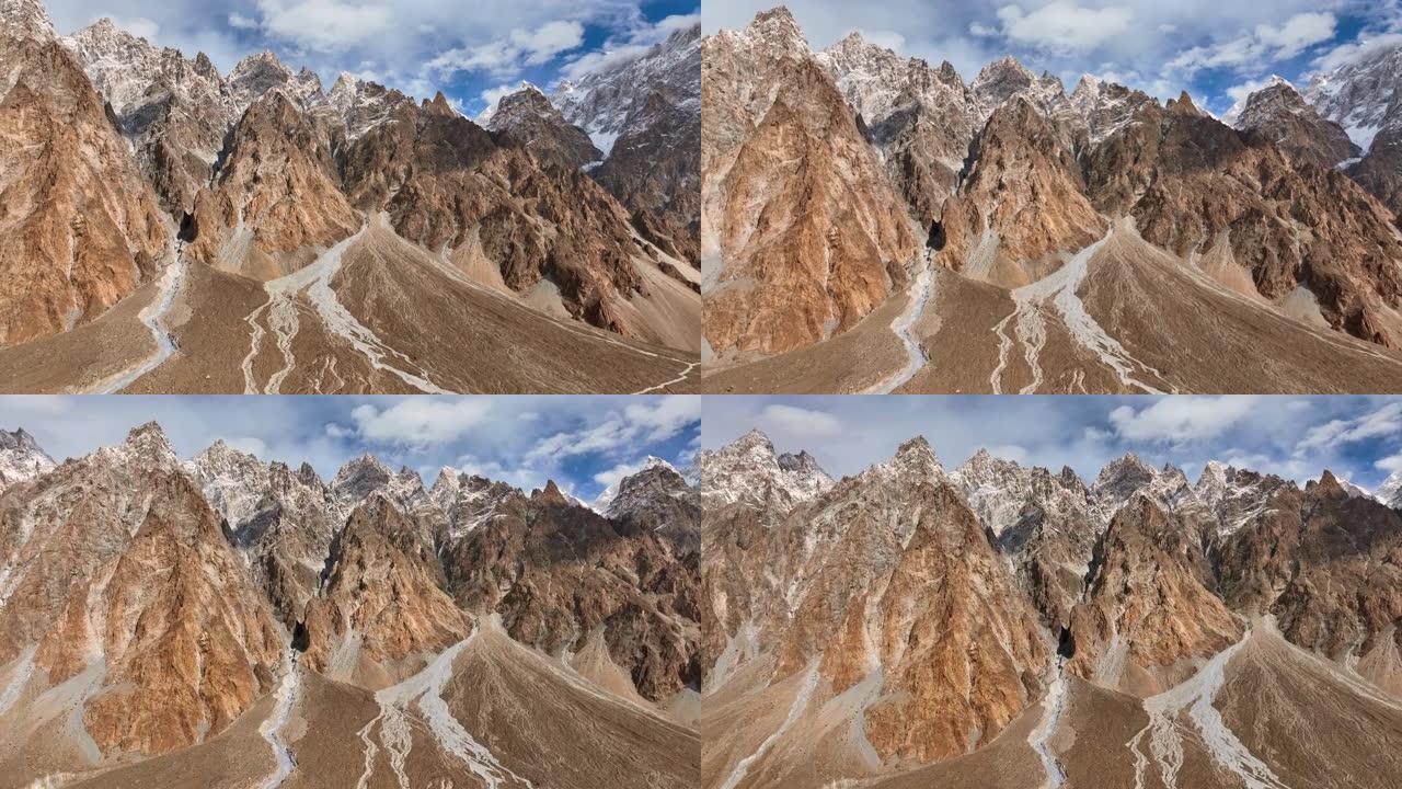 巴基斯坦喀喇昆仑山区罕萨河谷Passu锥体的风景