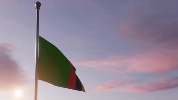 阳光下的动画国旗-赞比亚