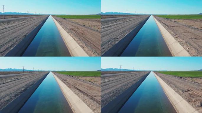 亚利桑那州尤马附近的运河灌溉农田