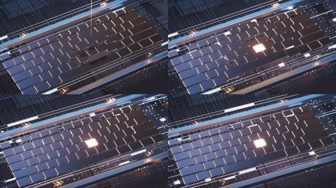 具有数字网络空间背景的计算机键盘，3d渲染。