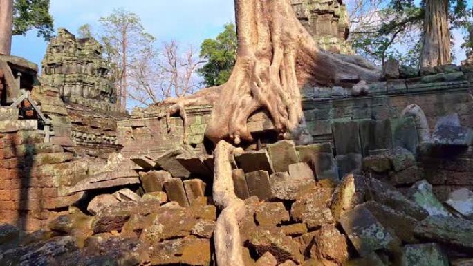 神秘的古代遗迹Preah Khan寺-柬埔寨著名的地标，吴哥窟的寺庙建筑群。柬埔寨暹粒。