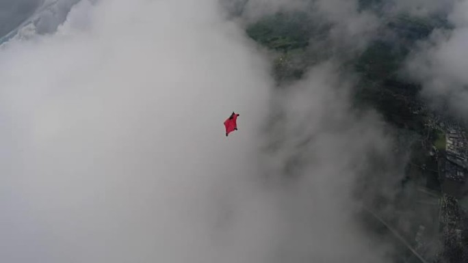 翼服飞行者在瑞士山脉和农田上空翱翔