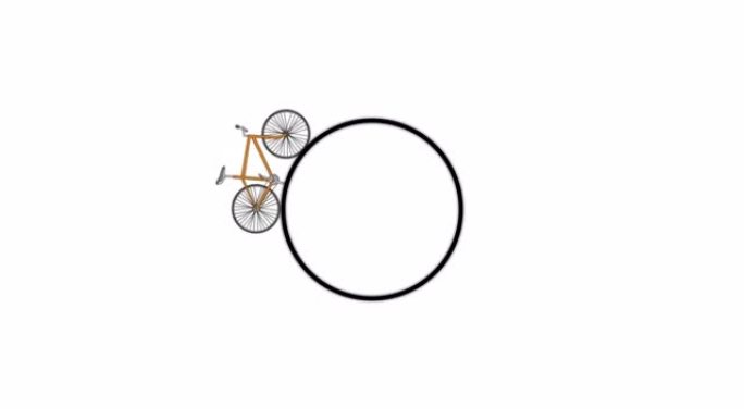 加载车轮动画-白色背景上的动画旋转加载图标。自行车绕一圈。4k视频插图。