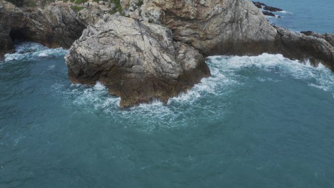 深圳大鹏鹿嘴山庄海边航拍素材4k