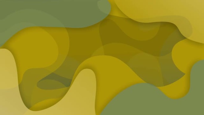 抽象动画背景的绿色和黄色果冻形状移动。无缝循环复古色彩