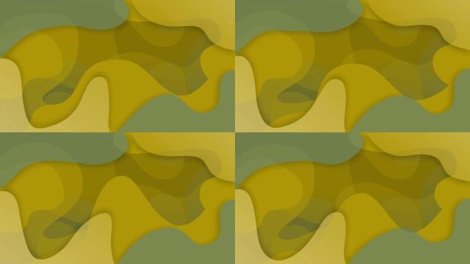 抽象动画背景的绿色和黄色果冻形状移动。无缝循环复古色彩