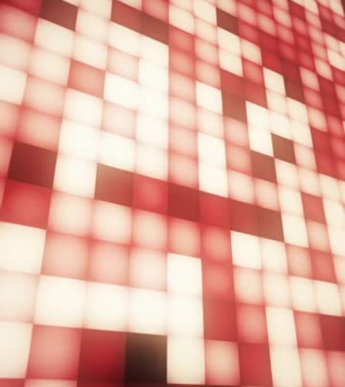 马赛克灯光显示模糊，彩色正方形，抽象像素化网格背景，抽象正方形红色背景。
