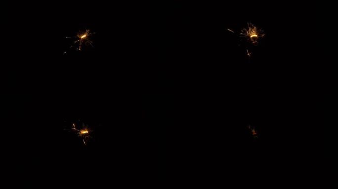 视错觉。孟加拉火的快速旋转，形成一圈光，从中飞溅起火焰