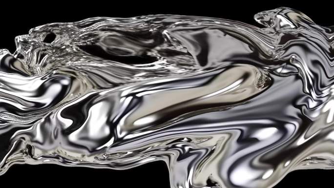 4K流动的银色金属液体