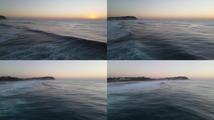 在澳大利亚纽卡斯尔拍摄大型冲浪的4k无人机