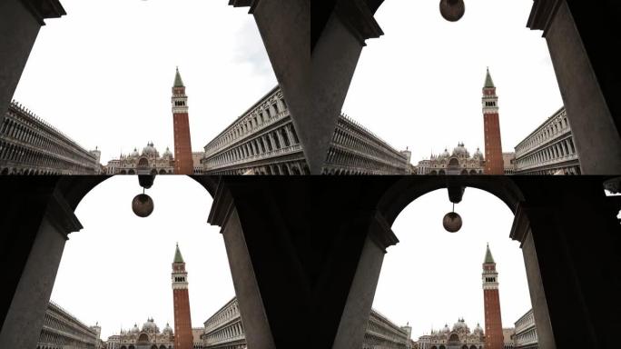 意大利威尼斯，圣马可广场，穿过拱门。圣马可广场，圣马可大教堂。