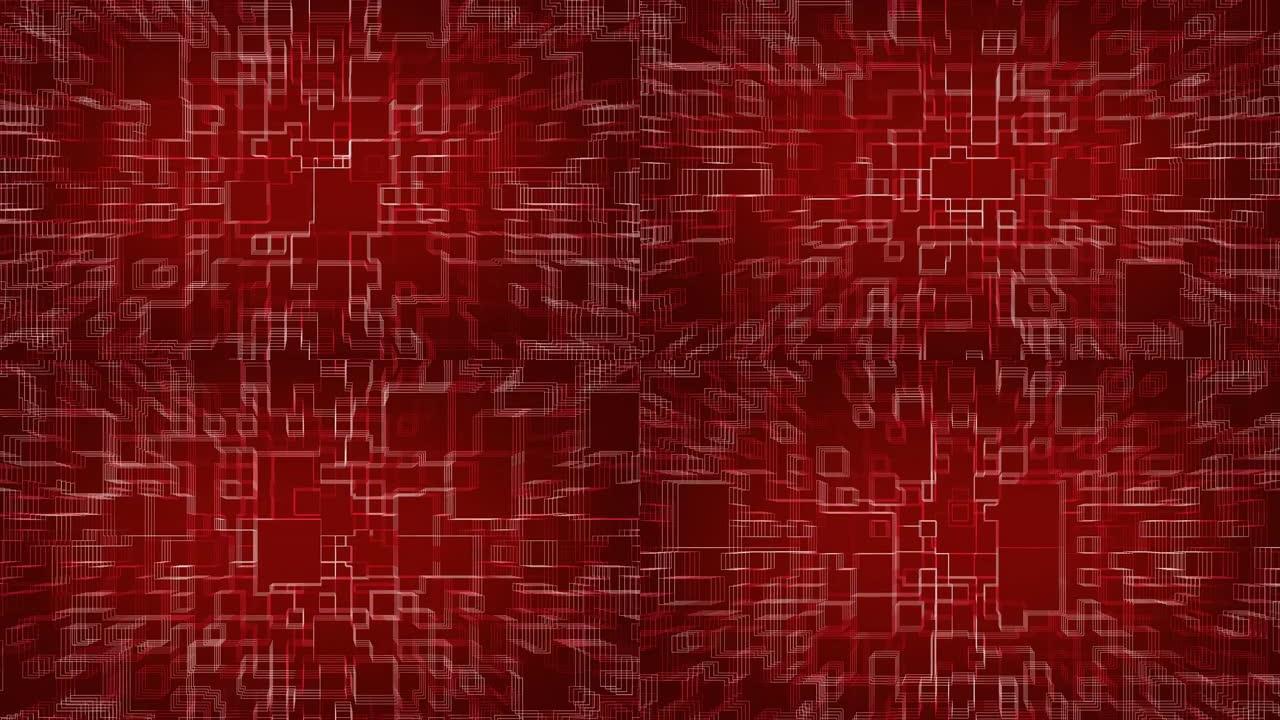 红色3D几何电路循环R动画背景