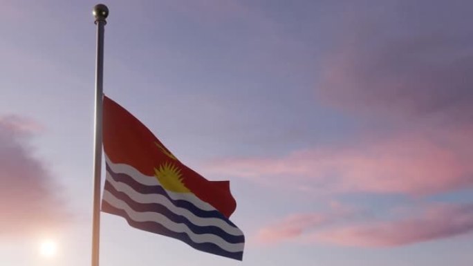 动画国旗在太阳升起-基里巴斯