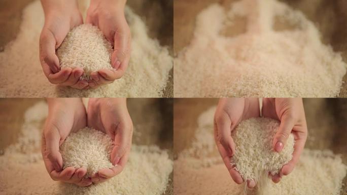 少量白米，亚洲种植的谷物，优质食品
