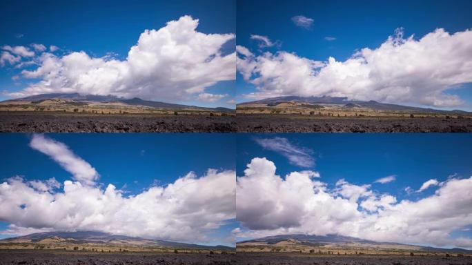延时-火山景观山脉上美丽的云