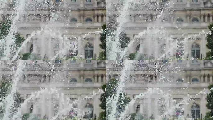 卢森堡宫前飞溅喷泉的美景
