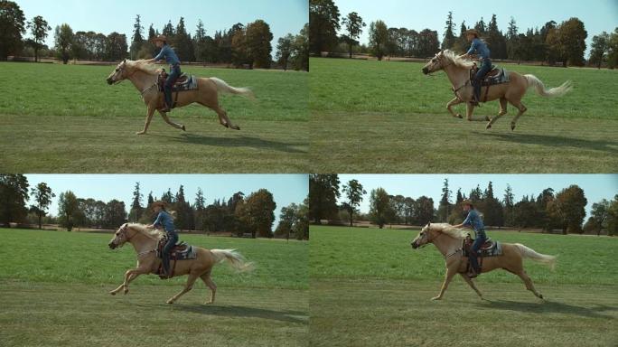 女子骑马超慢动作