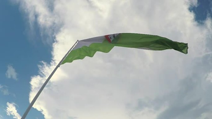 斯洛文尼亚首都卢布尔雅那的旗帜在蓝天中飘扬