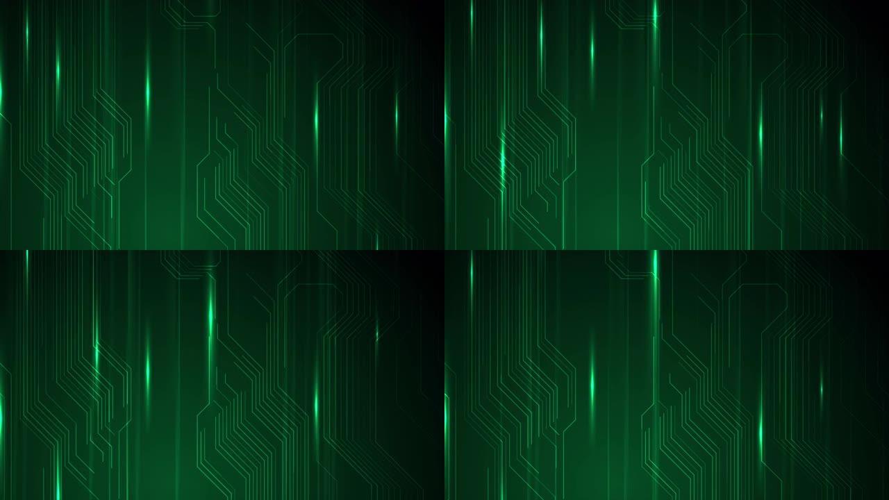 发光绿色霓虹灯电路板线条科技运动背景