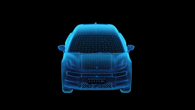 极氪新能源电动车蓝色科技线条通道素材