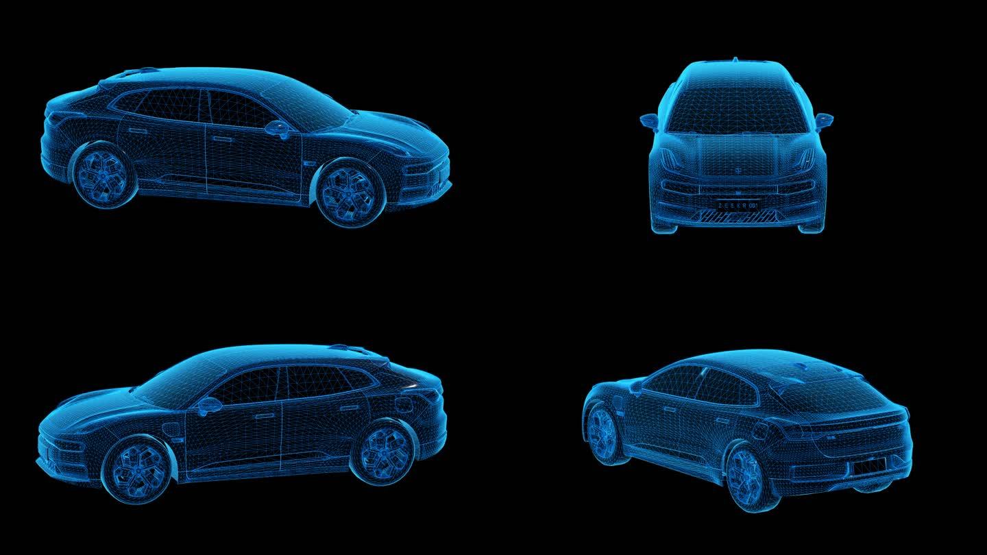 极氪新能源电动车蓝色科技线条通道素材