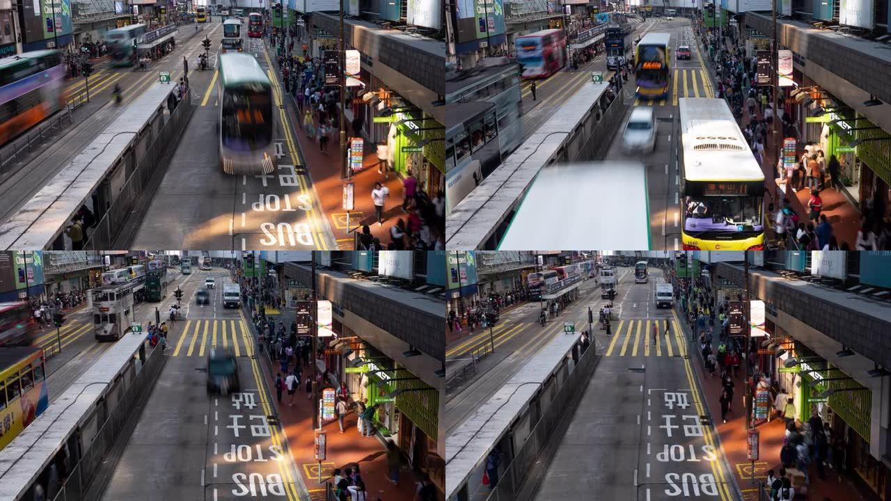延时高角度观香港公共交通潘拍