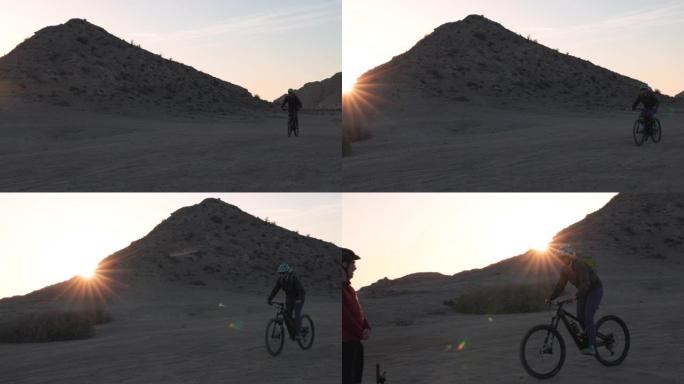 女山地车骑自行车穿越沙漠沙滩