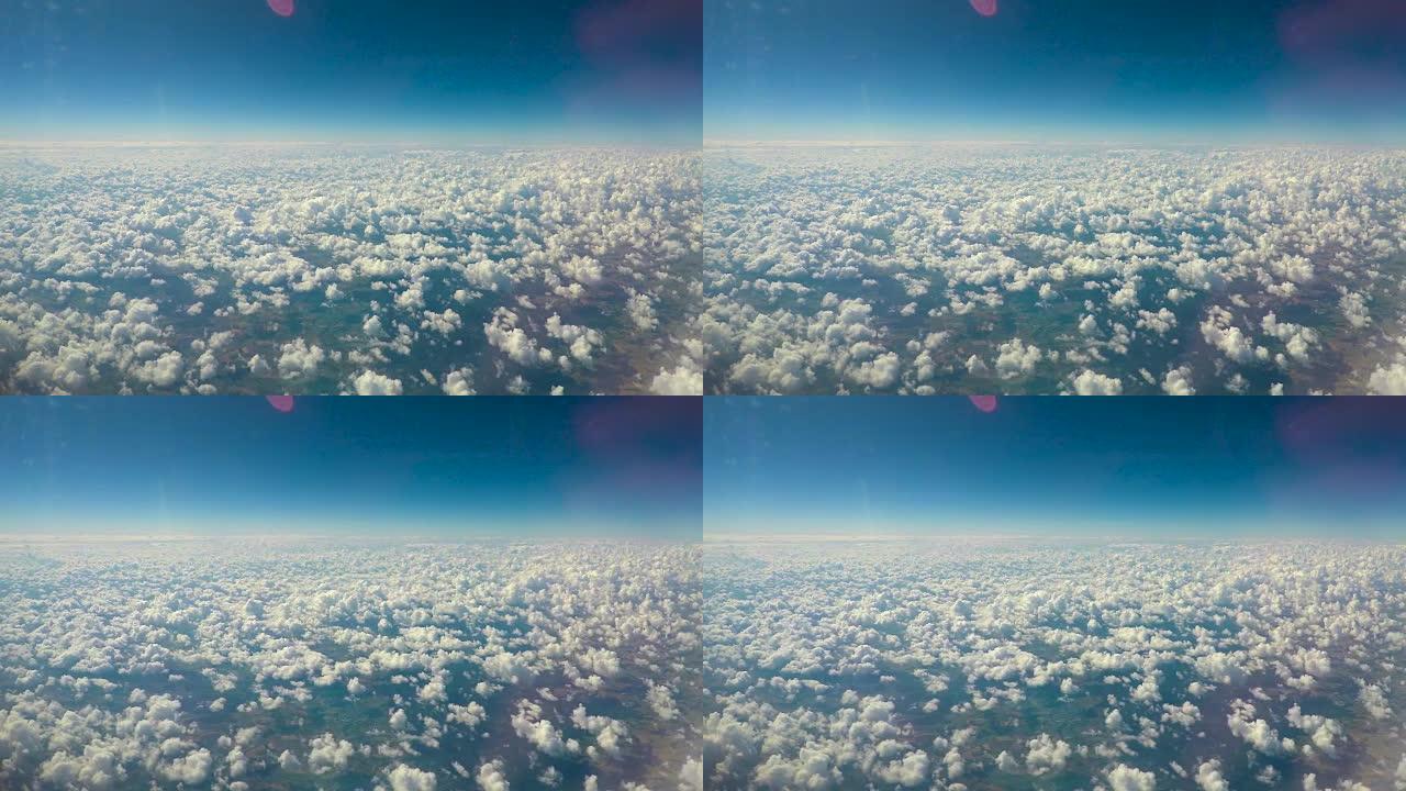 白色蓬松的云朵漂浮在天空，无限的可能性，扩大的视野