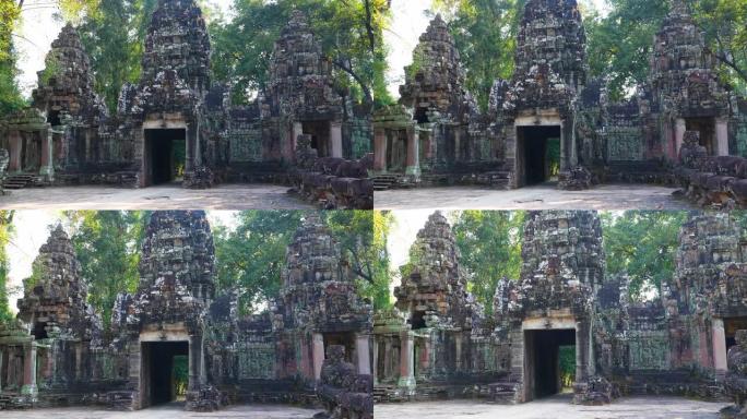 神秘的古代遗迹Preah Khan寺-柬埔寨著名的地标，吴哥窟的寺庙建筑群。柬埔寨暹粒。