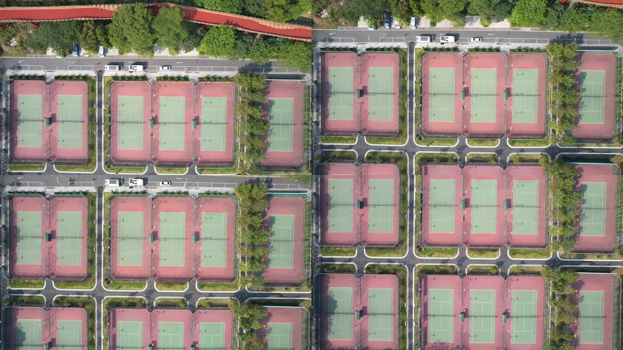 网球场的空中平移视图