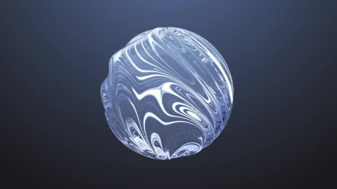 由水波制成的圆形球体隔离在深蓝色退化的背景上。抽象液体球。纯洁符号。拯救地球水族资源、地球安全和生态