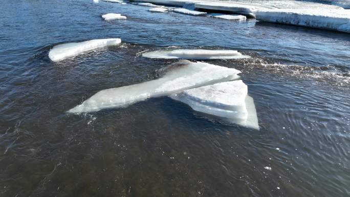 春季开河浮冰流水残冰