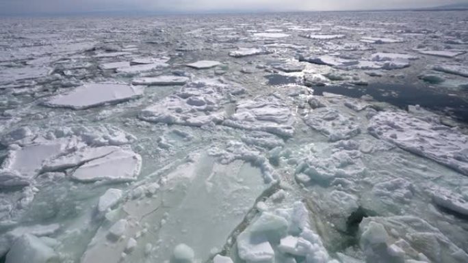 日本北海道网走港的浮冰
