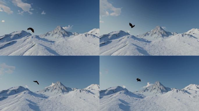 雄鹰老鹰飞过雪山山顶雄伟壮观大气开场片头