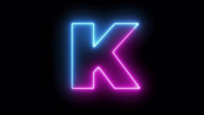 字母K.蓝色和红色霓虹灯未来效果。时尚的辉光照明。4k视频动画