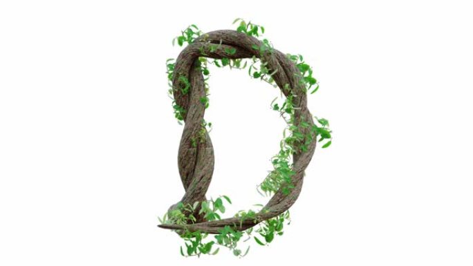 树木生长或藤蔓的形状为英文文本。字母字体D.